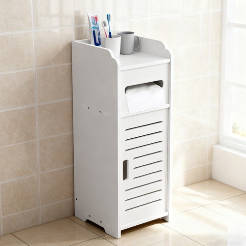 White bathroom storage cabinet - storage,