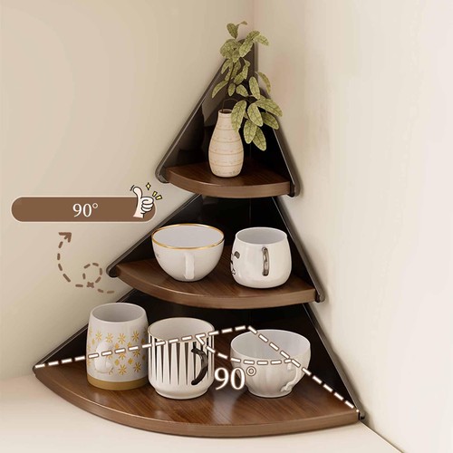 Acrylic wooden corner shelf - wooden,