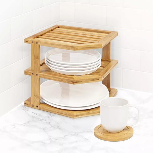 Tier bamboo corner shelf - tier,